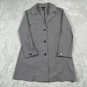 Attyre New‎ York Gingham Coat Jacket Black White Houndstooth Career Office Sz L